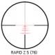 Zvenie 2,5x  10x
inn priemer oiek 37,7mm a 50mm
Priemer vstupnej pupily 15,0mm a 5,0mm
Faktor stmievania 7,1  22,4
Zorn pole v 100m 14,5m  4,0m
Zorn uhol objektvu 8,3st  2,3st
Dioptrick korekcia +2/-3
Vzdialenos oka od okulru 90mm
Nulov paralaxa  100m
Rozsah kvadratickej korekcie  122cm
1 klik na 100m = 1 cm
Priemer tubusu  30 mm
Priemer tubusu okulru  40 mm
Priemer tubusu objektvu  56 mm
LotuTec  no
Plnen duskom  no
Vodotesnos  400 mbar
Rozsah pracovnej teploty -25/+50 st/C
Dka  318mm
Hmotnos bez osvetlenej zmernej osnovy:
bez ny  460g
so nou  494g
Hmotnos s osvetlenou zmernou osnovou:
bez ny  488g
so nou  522g